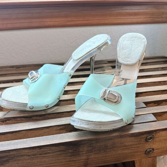 Vintage Y2K Teal and Acrylic Heels - Picture 3 of 5